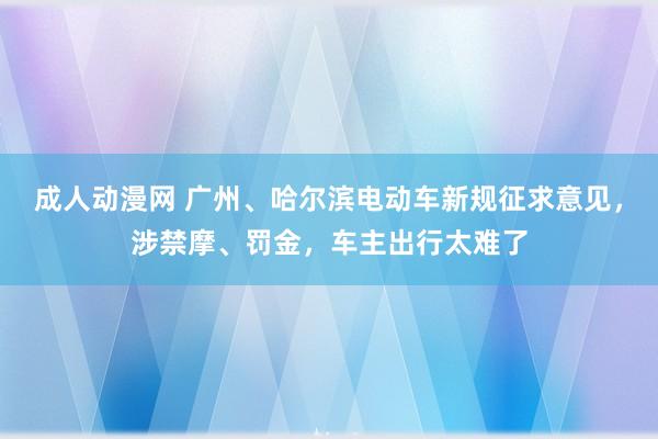 成人动漫网 广州、哈尔滨电动车新规征求意见，涉禁摩、罚金，车主出行太难了