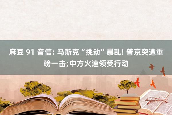 麻豆 91 音信: 马斯克“挑动”暴乱! 普京突遭重磅一击;中方火速领受行动