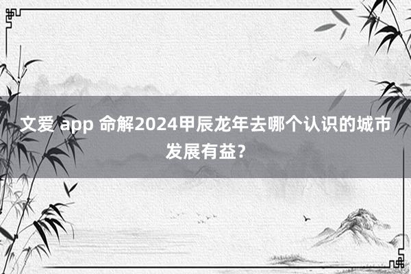 文爱 app 命解2024甲辰龙年去哪个认识的城市发展有益？