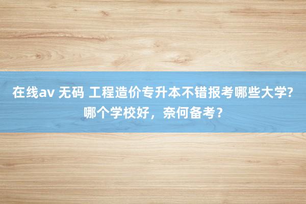 在线av 无码 工程造价专升本不错报考哪些大学?哪个学校好，奈何备考？