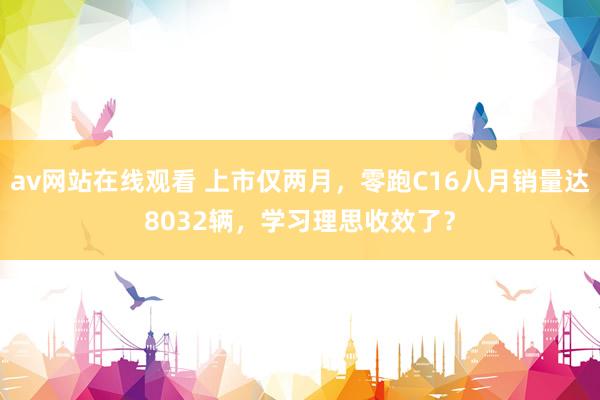 av网站在线观看 上市仅两月，零跑C16八月销量达8032辆，学习理思收效了？