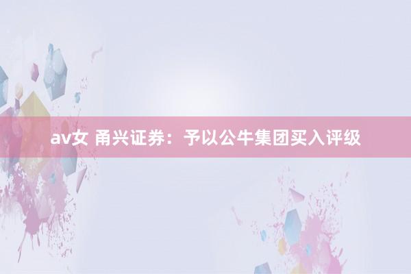 av女 甬兴证券：予以公牛集团买入评级