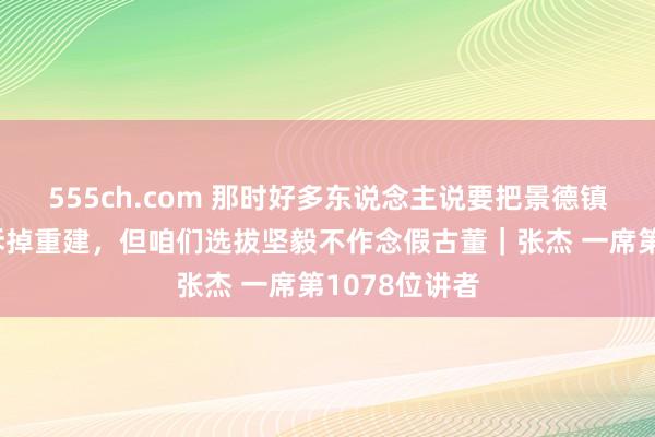 555ch.com 那时好多东说念主说要把景德镇的老屋子都拆掉重建，但咱们选拔坚毅不作念假古董｜张杰 一席第1078位讲者