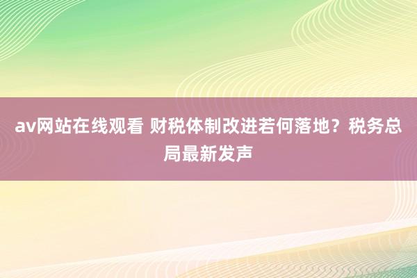 av网站在线观看 财税体制改进若何落地？税务总局最新发声