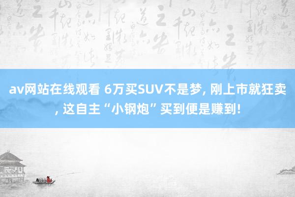 av网站在线观看 6万买SUV不是梦， 刚上市就狂卖， 这自主“小钢炮”买到便是赚到!