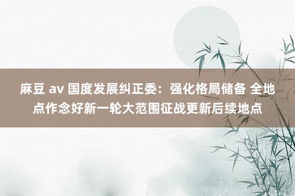 麻豆 av 国度发展纠正委：强化格局储备 全地点作念好新一轮大范围征战更新后续地点