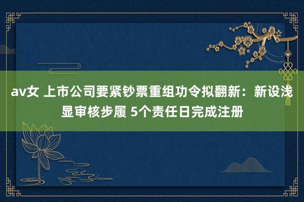 av女 上市公司要紧钞票重组功令拟翻新：新设浅显审核步履 5个责任日完成注册