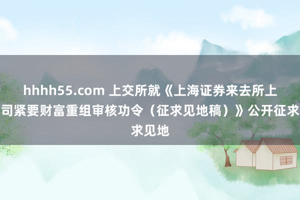 hhhh55.com 上交所就《上海证券来去所上市公司紧要财富重组审核功令（征求见地稿）》公开征求见地