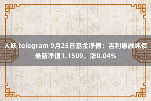 人妖 telegram 9月25日基金净值：吉利惠融纯债最新净值1.1509，涨0.04%