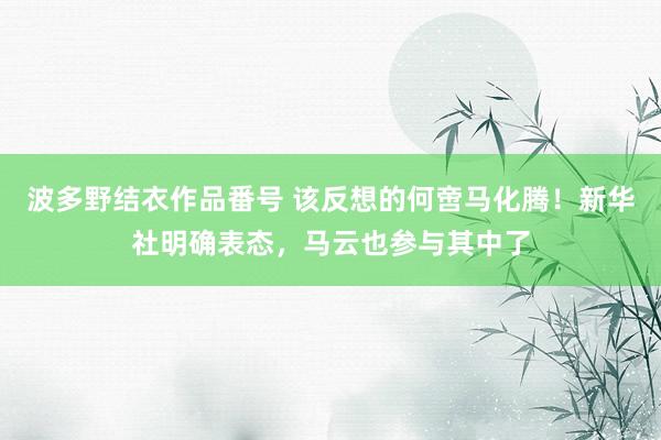 波多野结衣作品番号 该反想的何啻马化腾！新华社明确表态，马云也参与其中了