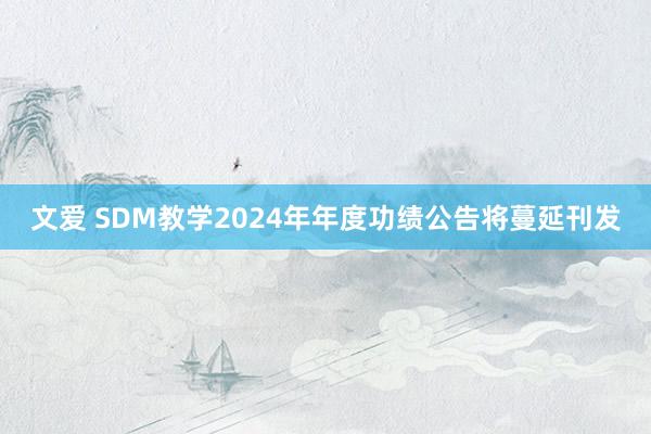 文爱 SDM教学2024年年度功绩公告将蔓延刊发