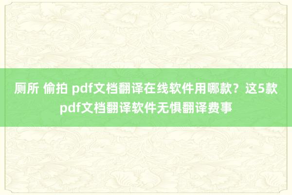 厕所 偷拍 pdf文档翻译在线软件用哪款？这5款pdf文档翻译软件无惧翻译费事