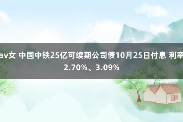 av女 中国中铁25亿可续期公司债10月25日付息 利率2.70%、3.09%