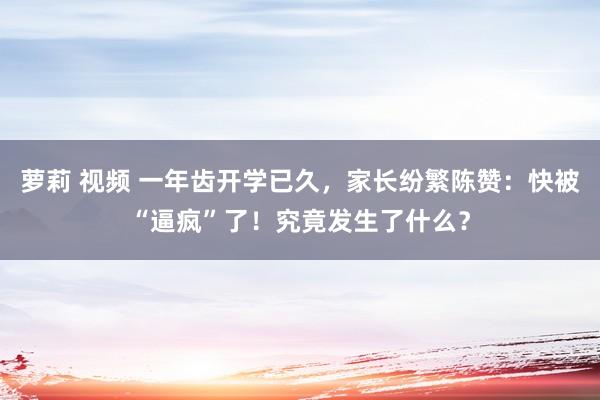 萝莉 视频 一年齿开学已久，家长纷繁陈赞：快被“逼疯”了！究竟发生了什么？