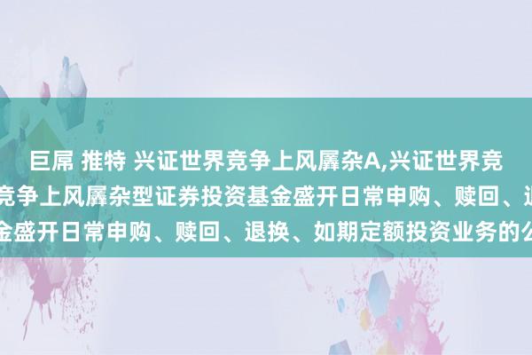 巨屌 推特 兴证世界竞争上风羼杂A，兴证世界竞争上风羼杂C: 兴证世界竞争上风羼杂型证券投资基金盛开日常申购、赎回、退换、如期定额投资业务的公告