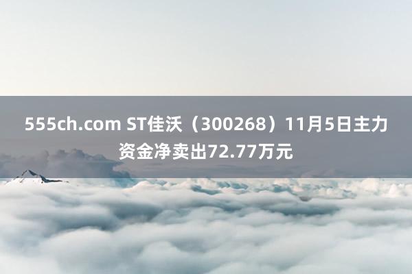 555ch.com ST佳沃（300268）11月5日主力资金净卖出72.77万元