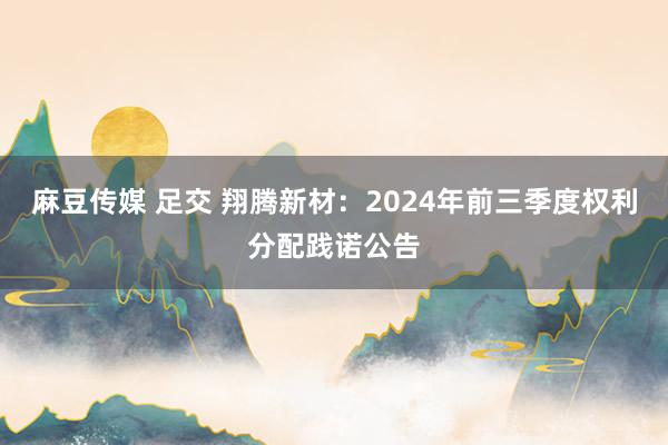 麻豆传媒 足交 翔腾新材：2024年前三季度权利分配践诺公告