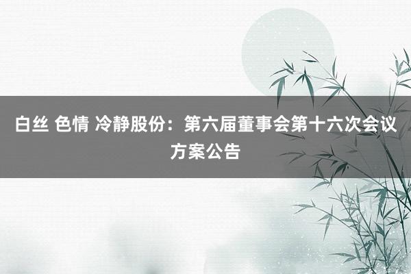 白丝 色情 冷静股份：第六届董事会第十六次会议方案公告