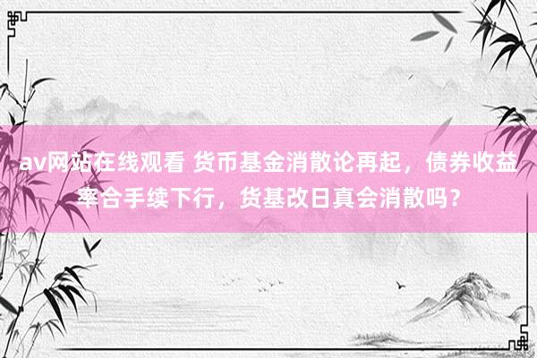 av网站在线观看 货币基金消散论再起，债券收益率合手续下行，货基改日真会消散吗？