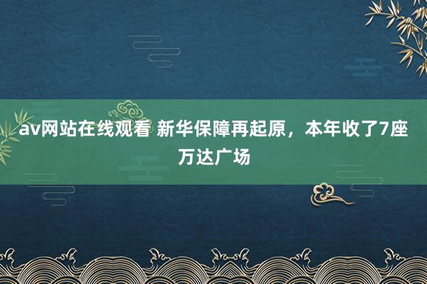 av网站在线观看 新华保障再起原，本年收了7座万达广场