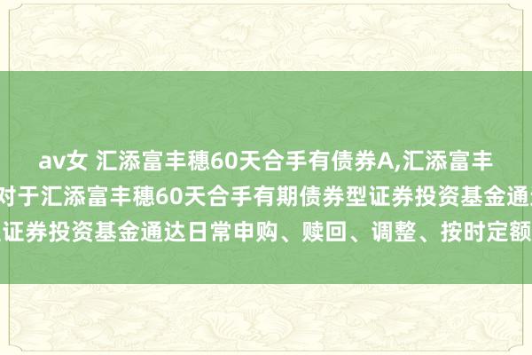 av女 汇添富丰穗60天合手有债券A，汇添富丰穗60天合手有债券C: 对于汇添富丰穗60天合手有期债券型证券投资基金通达日常申购、赎回、调整、按时定额投资业务公告