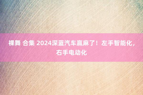 裸舞 合集 2024深蓝汽车赢麻了！左手智能化，右手电动化