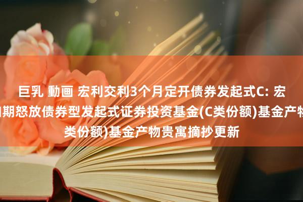 巨乳 動画 宏利交利3个月定开债券发起式C: 宏利交利3个月如期怒放债券型发起式证券投资基金(C类份额)基金产物贵寓摘抄更新