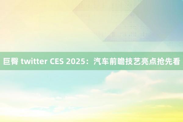 巨臀 twitter CES 2025：汽车前瞻技艺亮点抢先看