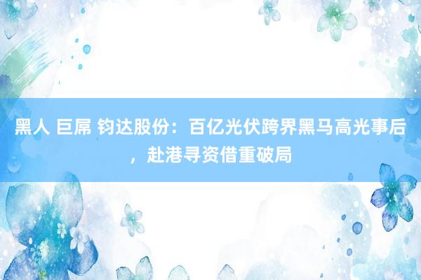 黑人 巨屌 钧达股份：百亿光伏跨界黑马高光事后，赴港寻资借重破局